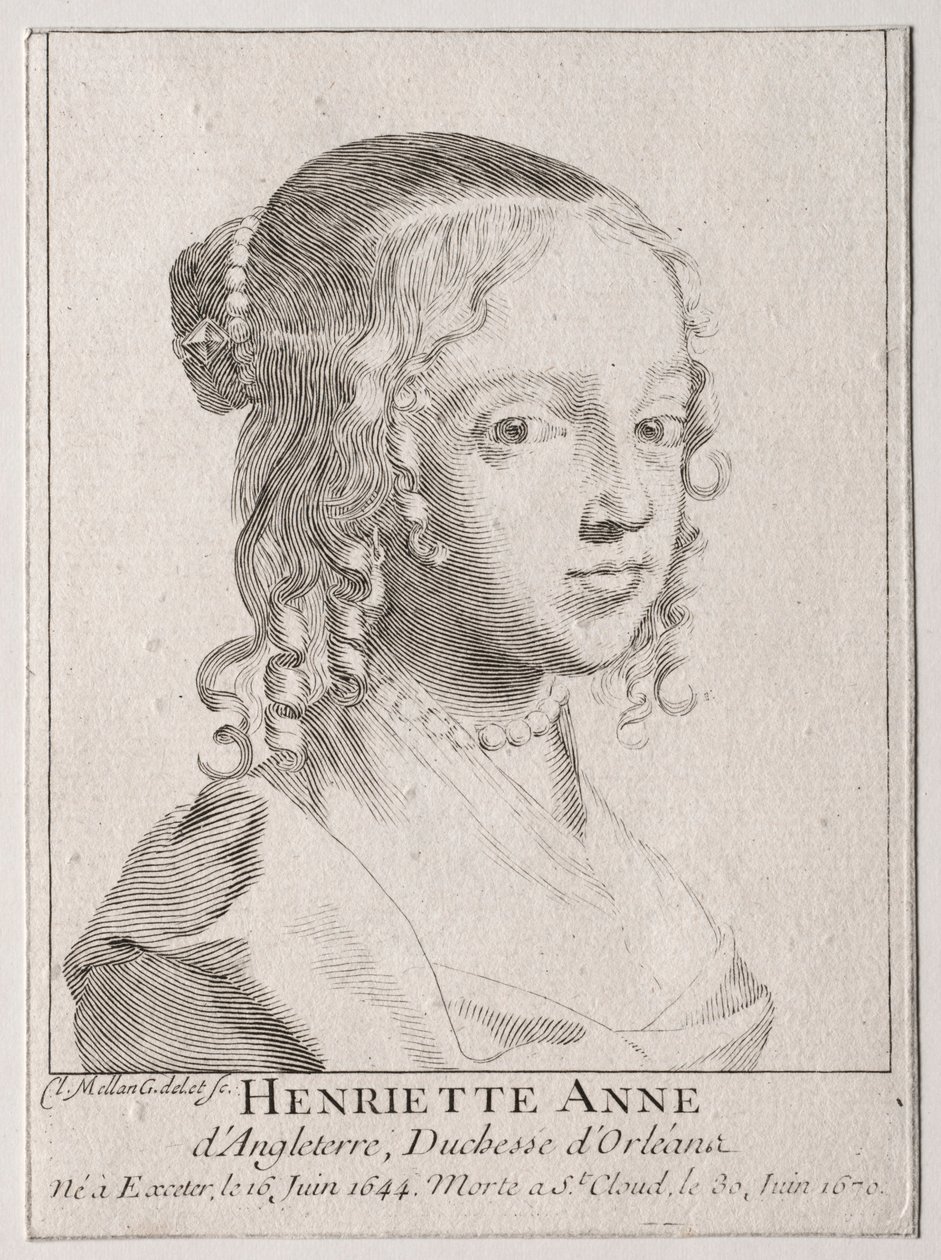 Henriette-Marie dAngleterre, hertuginne dOrleans. av Claude Mellan