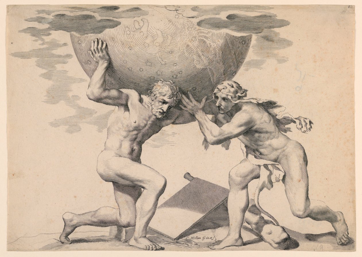 Hercules og Atlas av Claude Mellan
