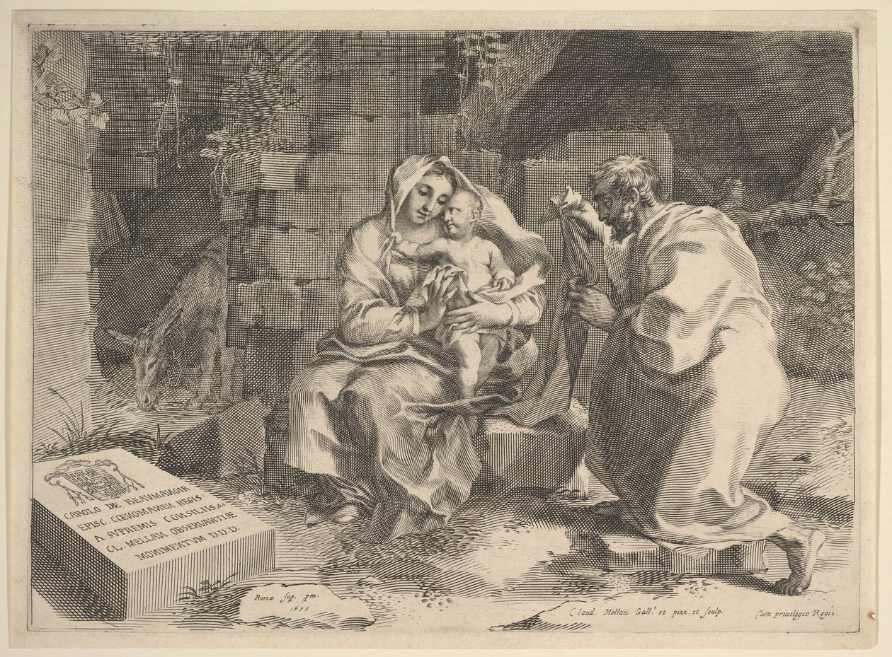 Den hellige familie hviler på flukten til Egypt, 1635. av Claude Mellan