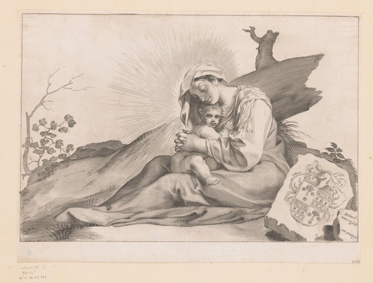 Mary med barn ved en trestubbe av Claude Mellan