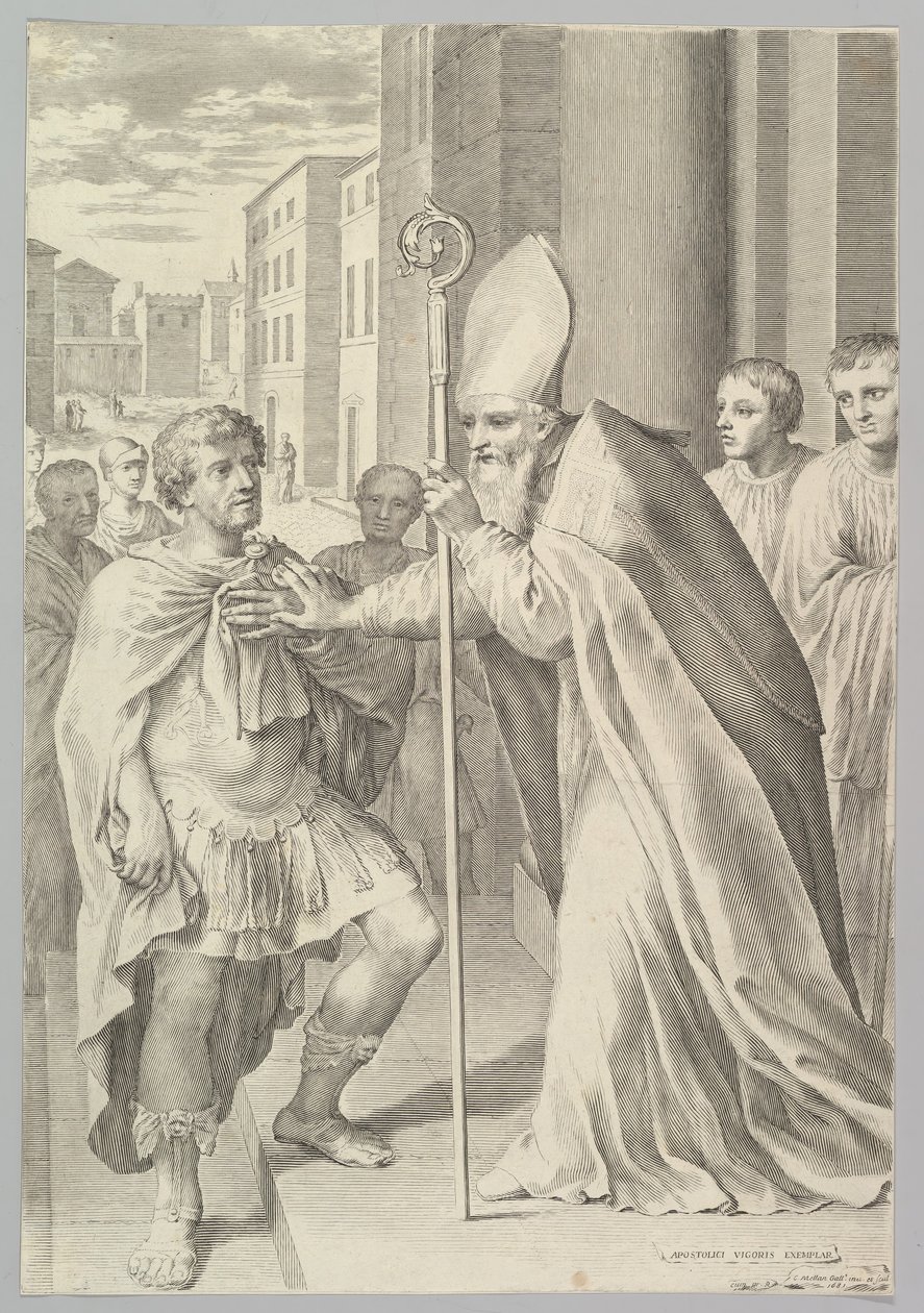 St. Ambrosius, erkebiskop av Milano, vender tilbake keiser Theodosius, 1681. av Claude Mellan