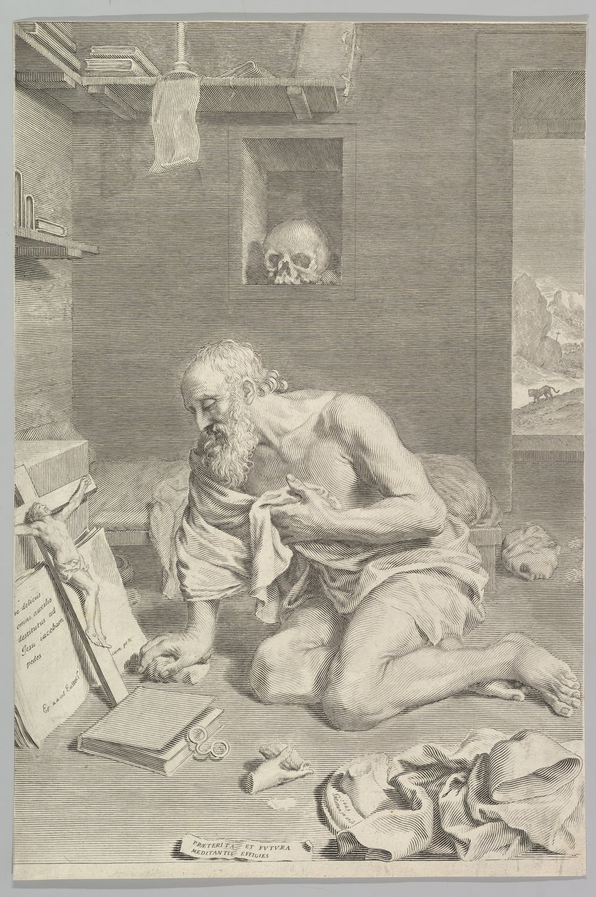 St. Jerome ber i sin celle Den hellige Jerome Penitent, 1665. av Claude Mellan