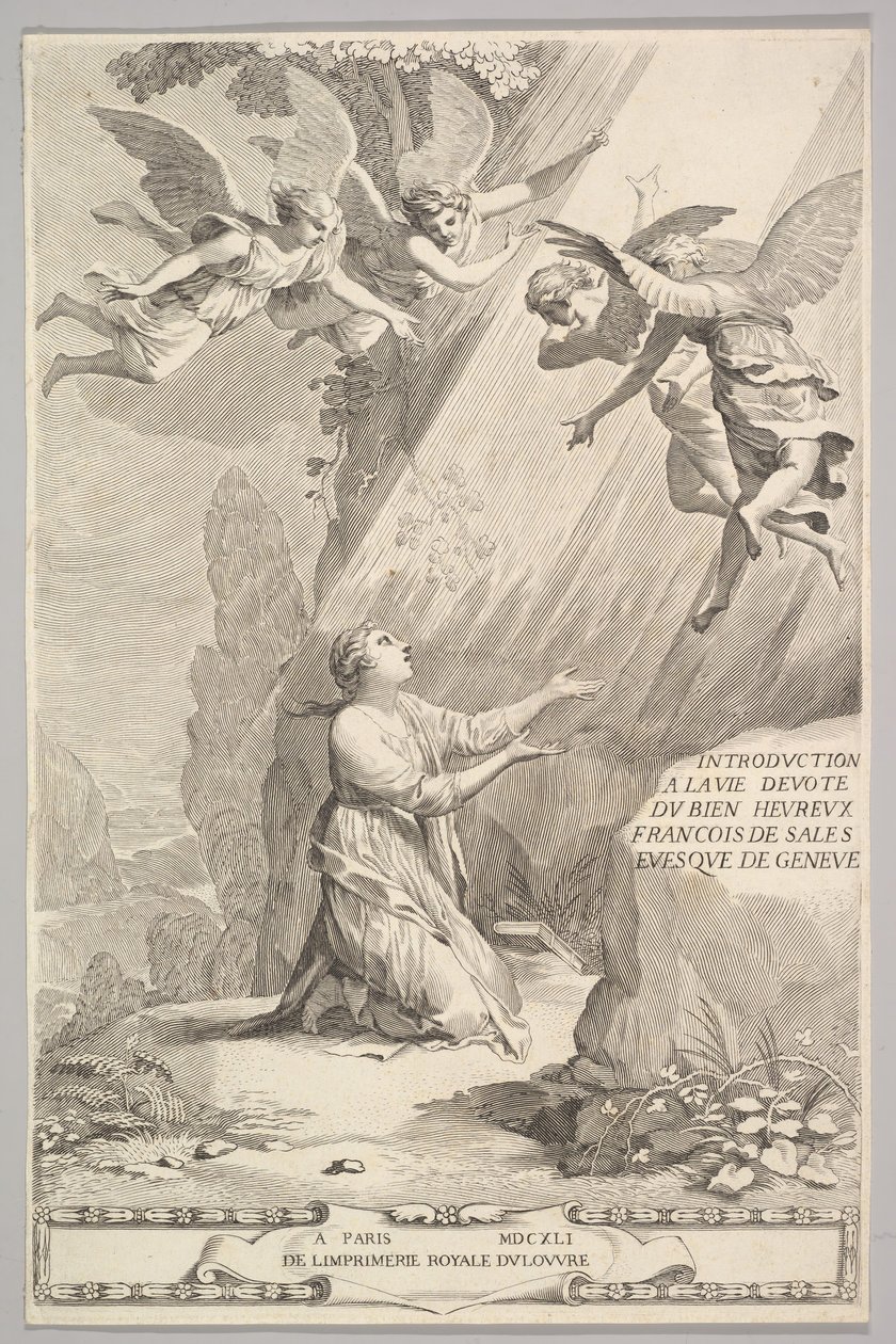 Tittelside for François de Sales, Introduction to the Devout Life, 1641. av Claude Mellan