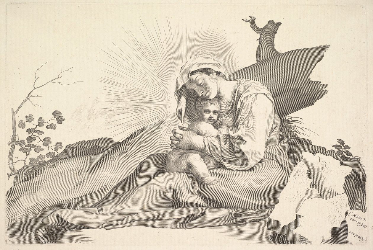 Jomfru Maria med barnet av Claude Mellan