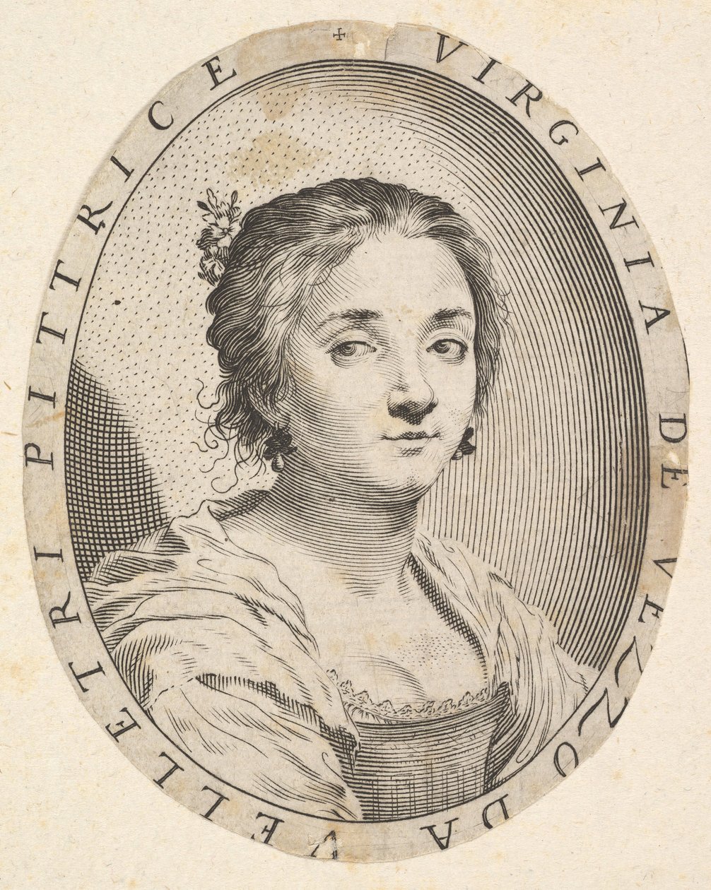 Virginia da Vezzo, kone til Simon Vouet, 1626. av Claude Mellan