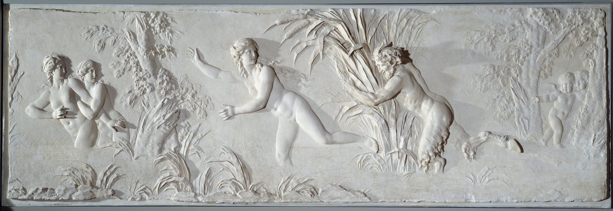 Pan forfølger Syrinx under blikket til Amour Bas-relieff av Claude Michel dit Clodion (1738-1814). Rundt 1782 Paris, Louvre-museet av Claude Michel Clodion