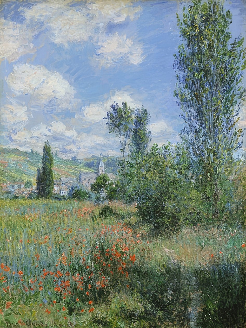 Utsikt over Vétheuil. 1880 av Claude Monet
