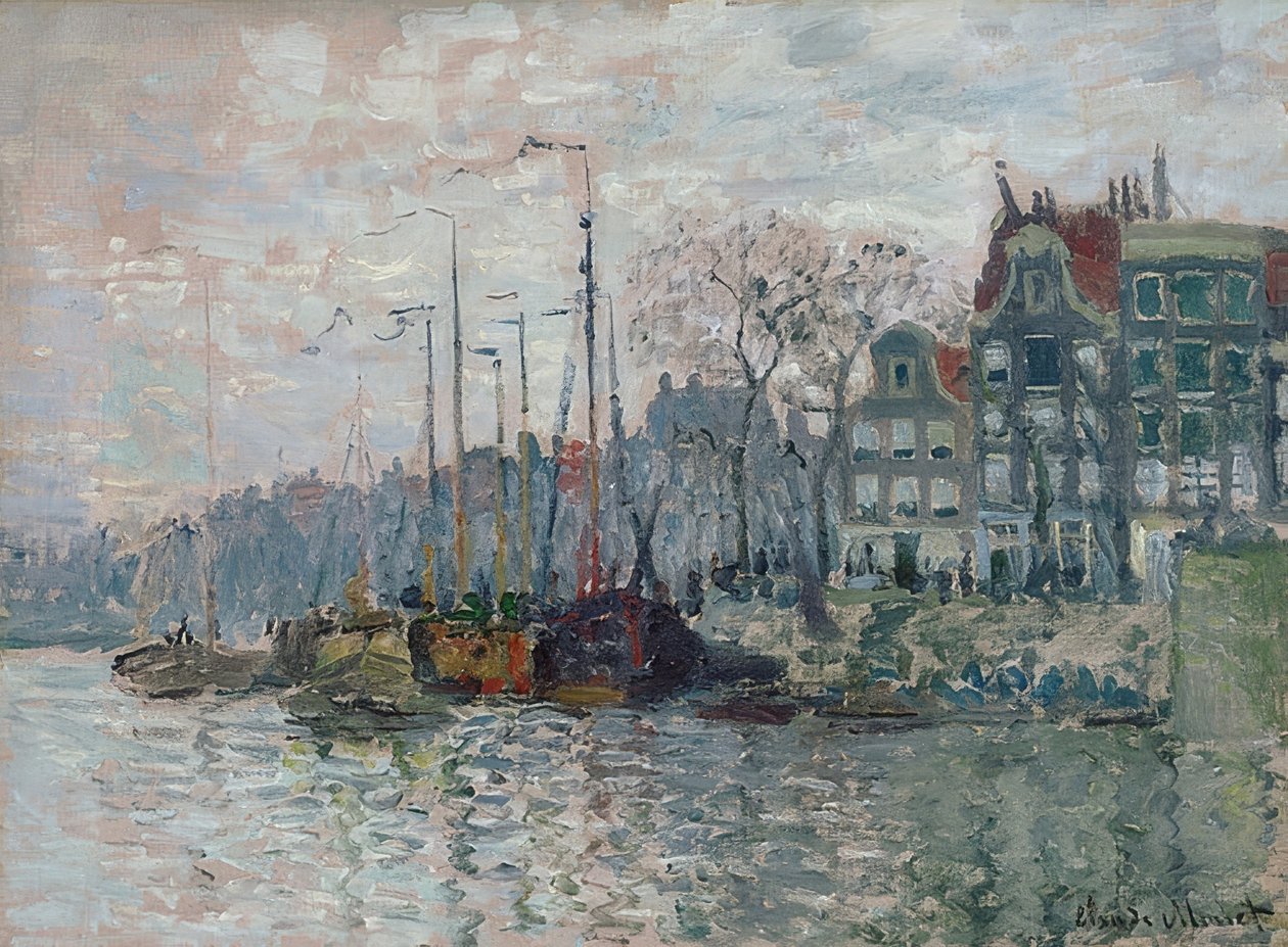 Utsikt over Prins Hendrikkade og Kromme Waal i Amsterdam. 1874 av Claude Monet
