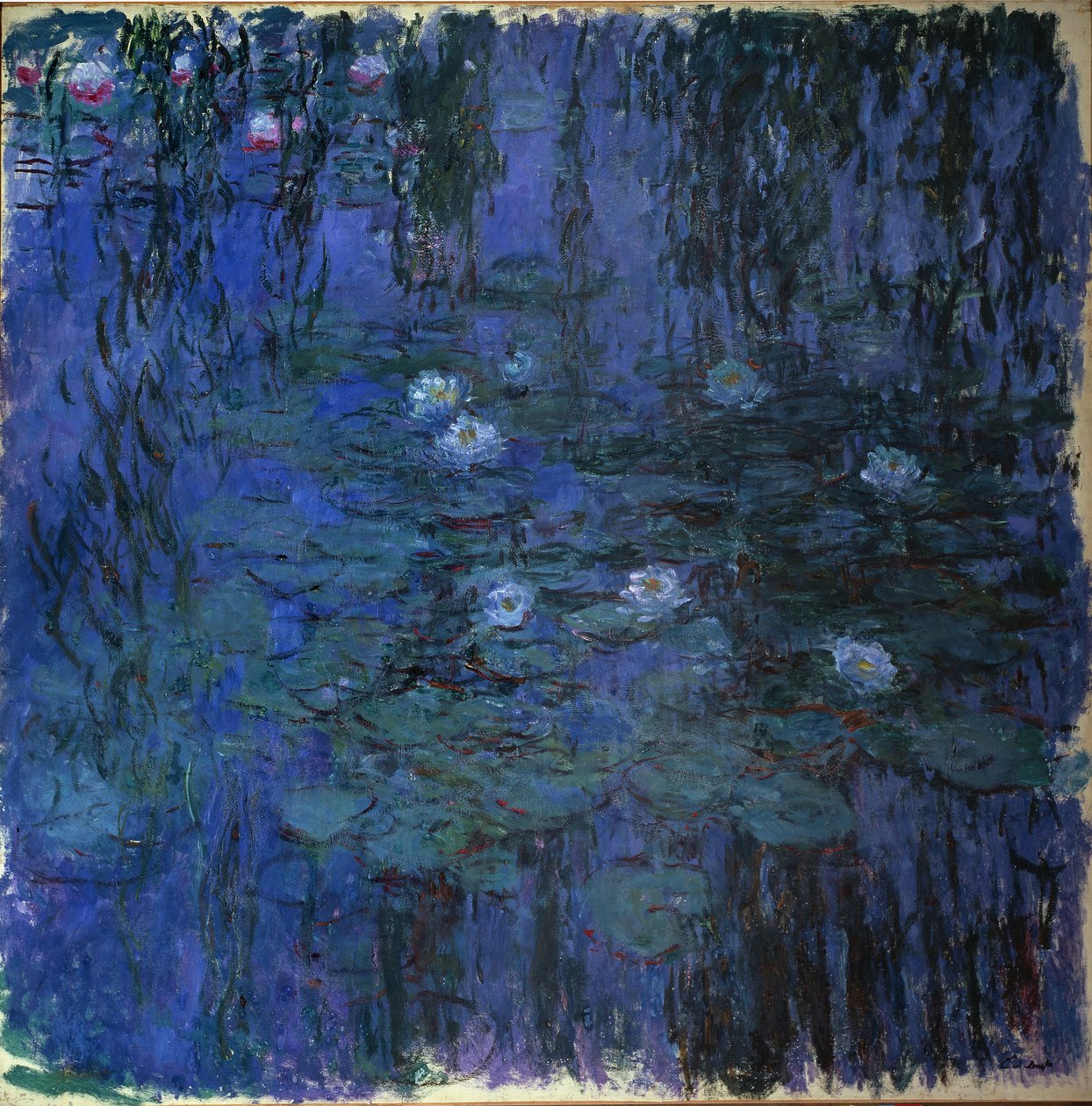 Blue Waterlily (olje på lerret, ca. 1916-19) av Claude Monet
