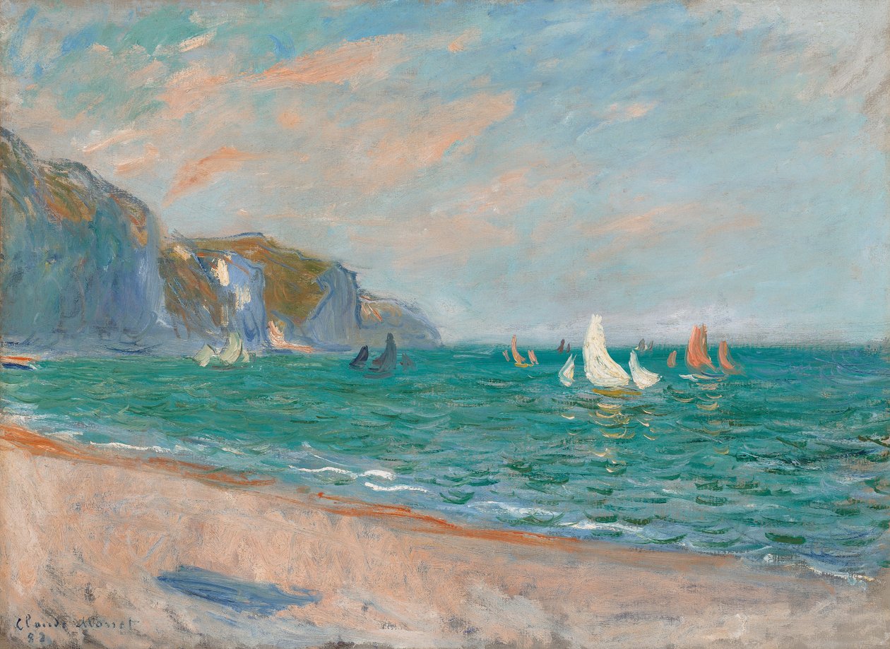 Båter under Pourville-klippene; Båter foran klippene i Pourville, 1882 av Claude Monet