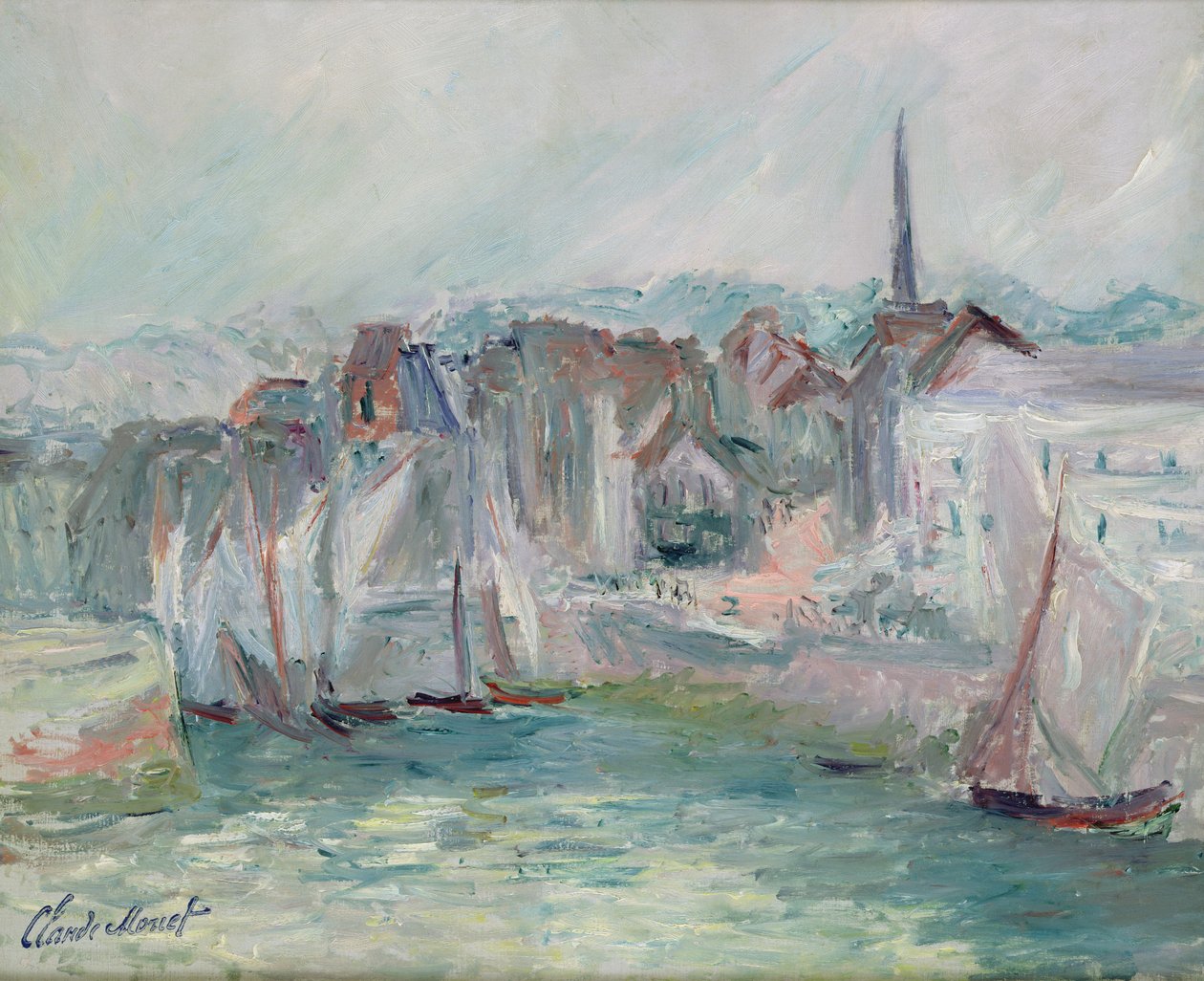 Båter i havnen i Honfleur, 1917 av Claude Monet