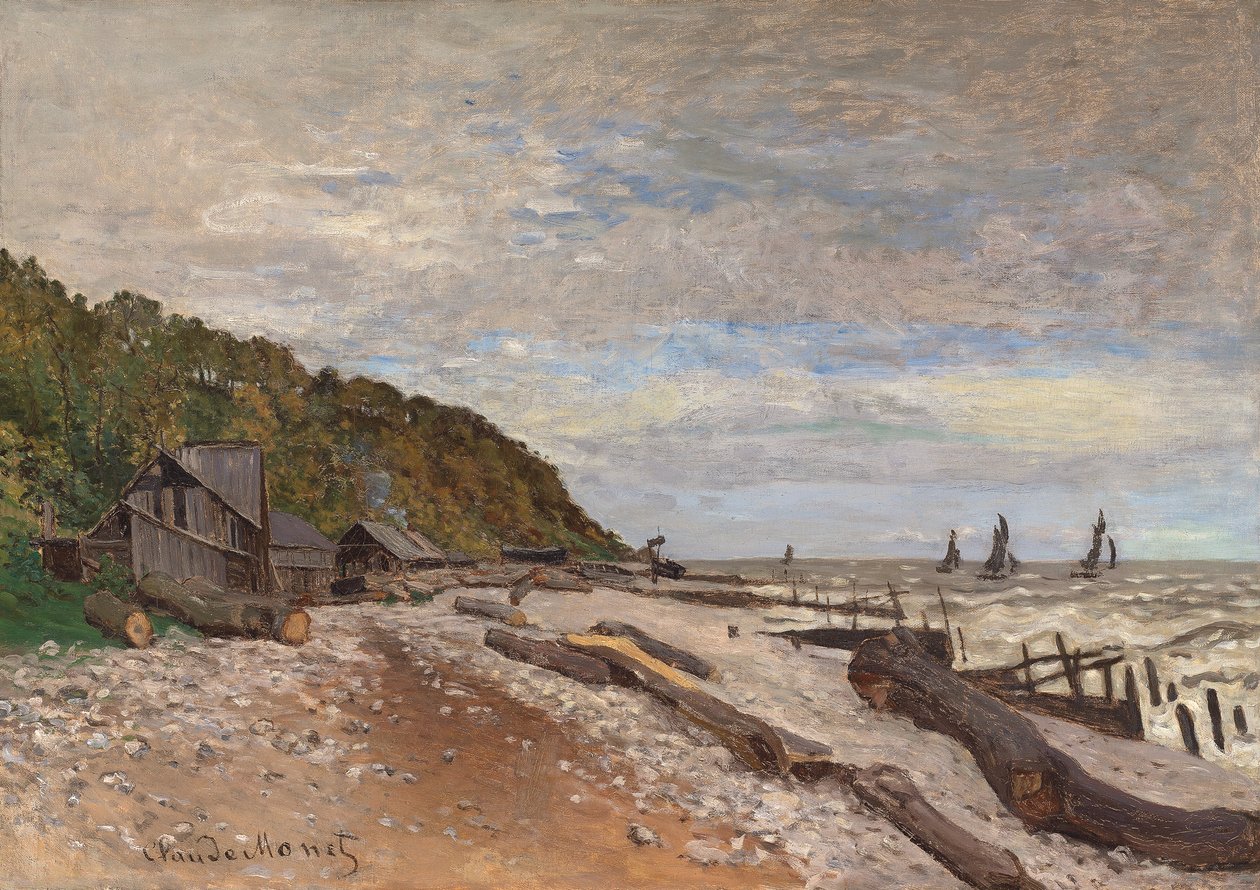 Båtgård nær Honfleur; Shipyard of Small Ships, nær Honfleur, 1864 av Claude Monet