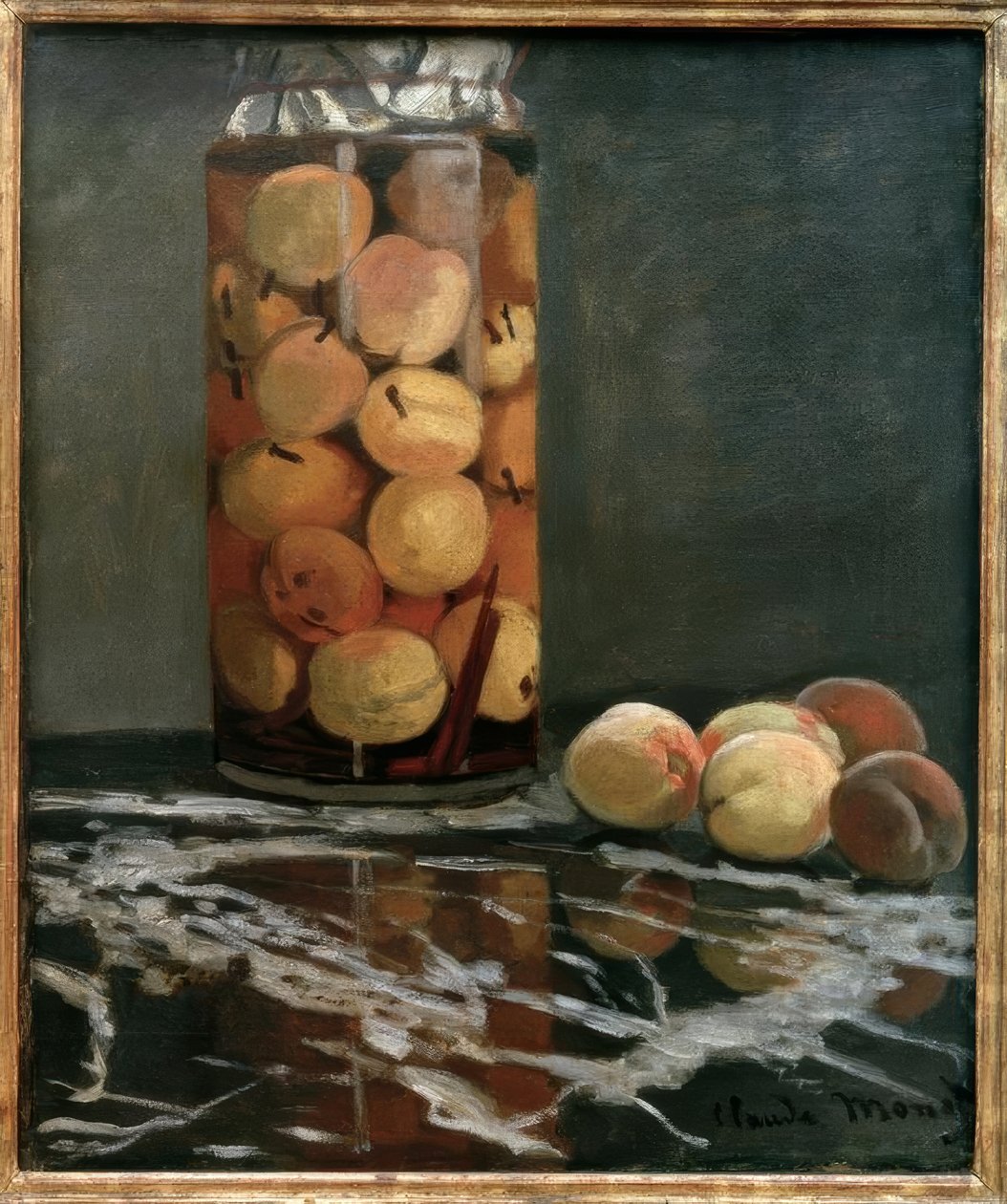 Krukke med fersken av Claude Monet