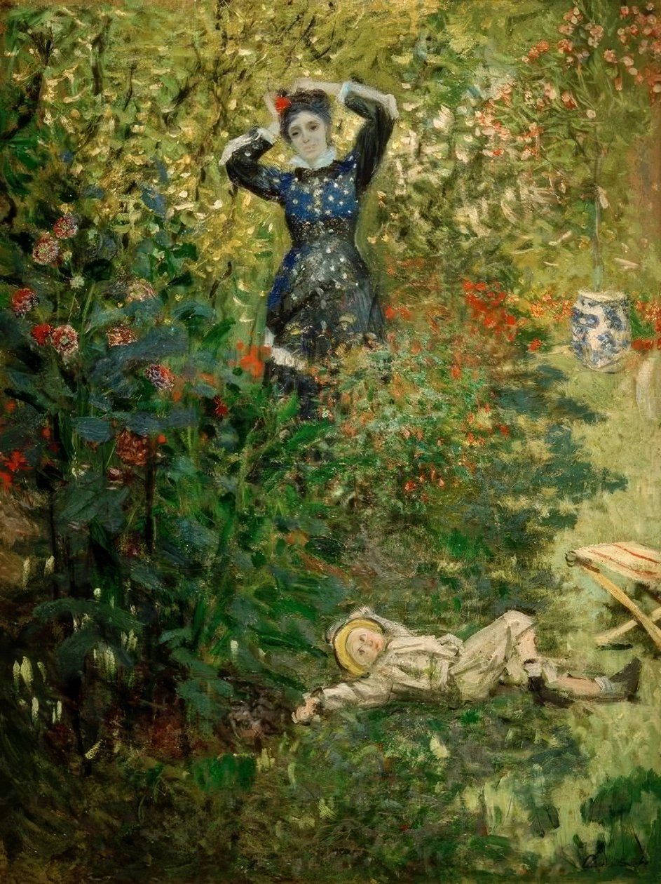 Camille og Jean i Argenteuil-hagen av Claude Monet