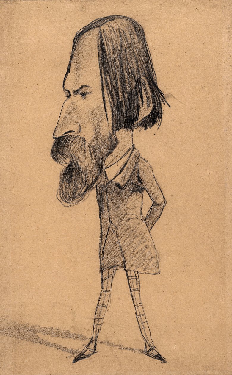 Karikatur av Auguste Vacquerie, ca. 1859 (grafitt med sletting på brunt vevd papir) av Claude Monet