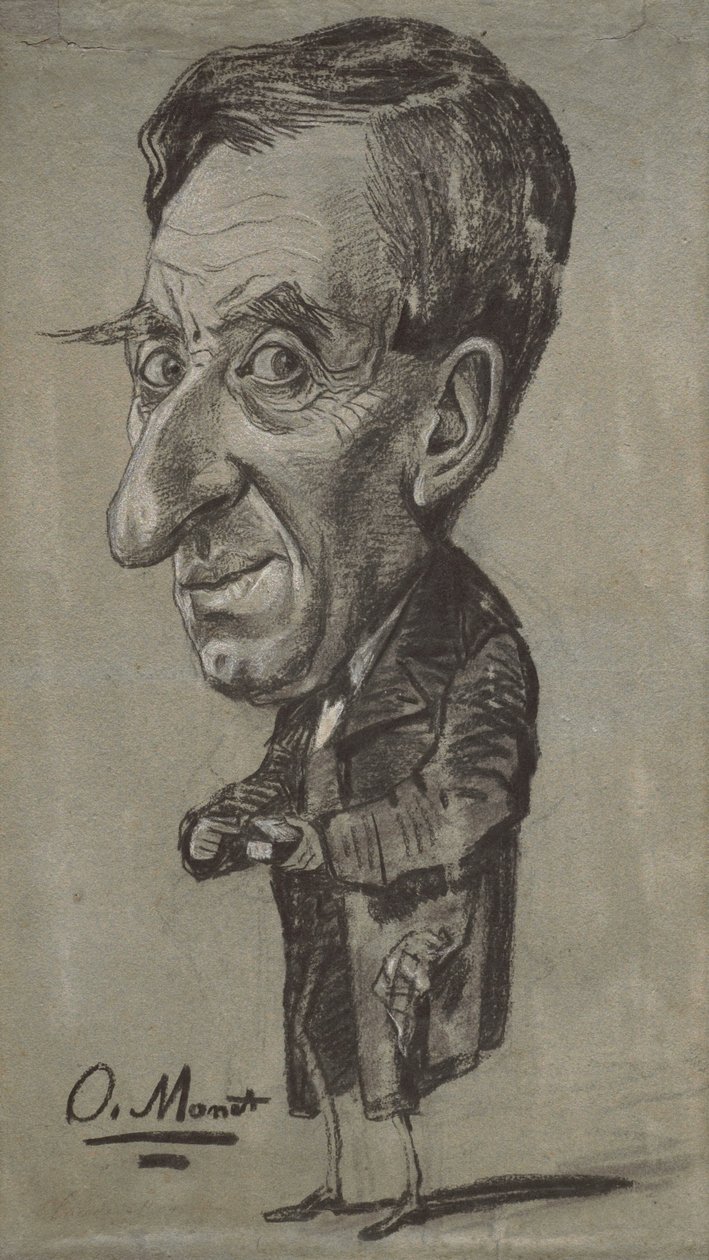 Karikatur av en mann med en snusdåse av Claude Monet