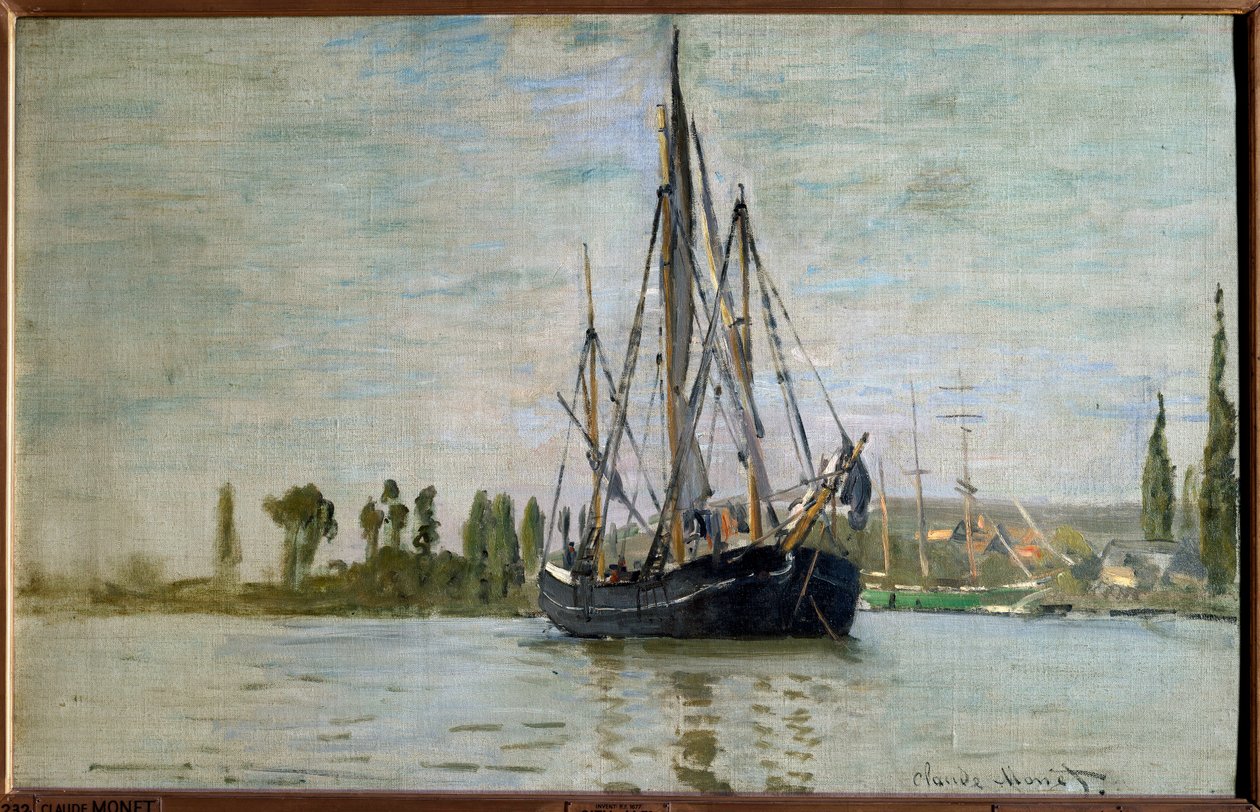 Chasse maree (Chasse-Maree) for anker nær Rouen, Maleri av Claude Monet (1840-1926) 1871 Søn. 0,48x0,75 m Paris, musee d