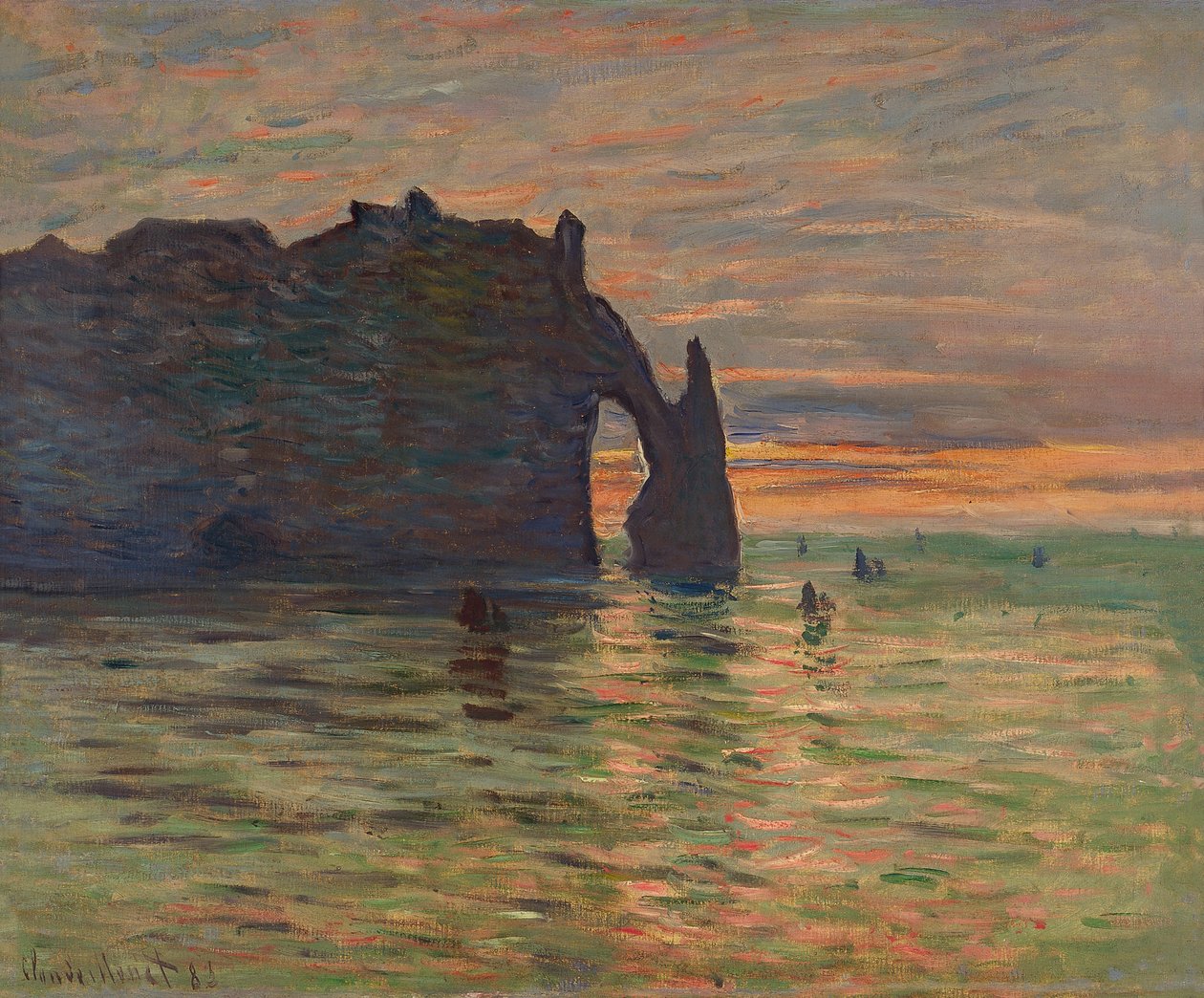 Solnedgang i Etretat av Claude Monet