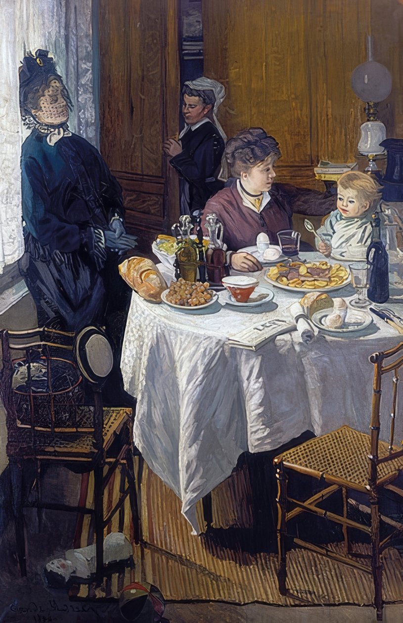 Lunsj (Le Déjeuner). 1868. Tilstand etter restaureringen av Claude Monet