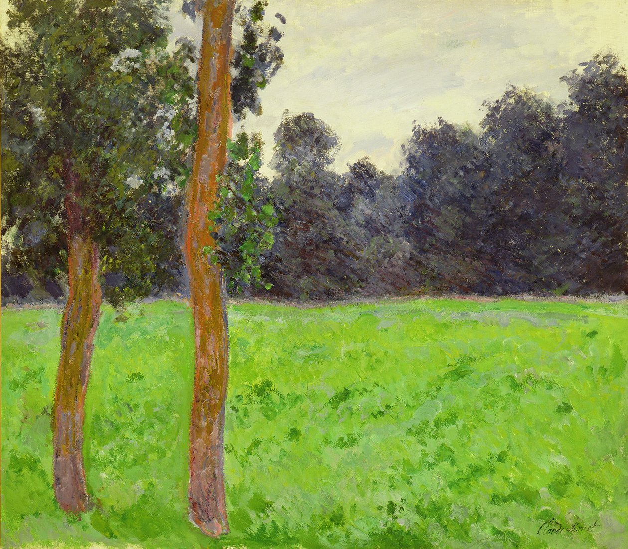 To trær i engen, 1886 av Claude Monet