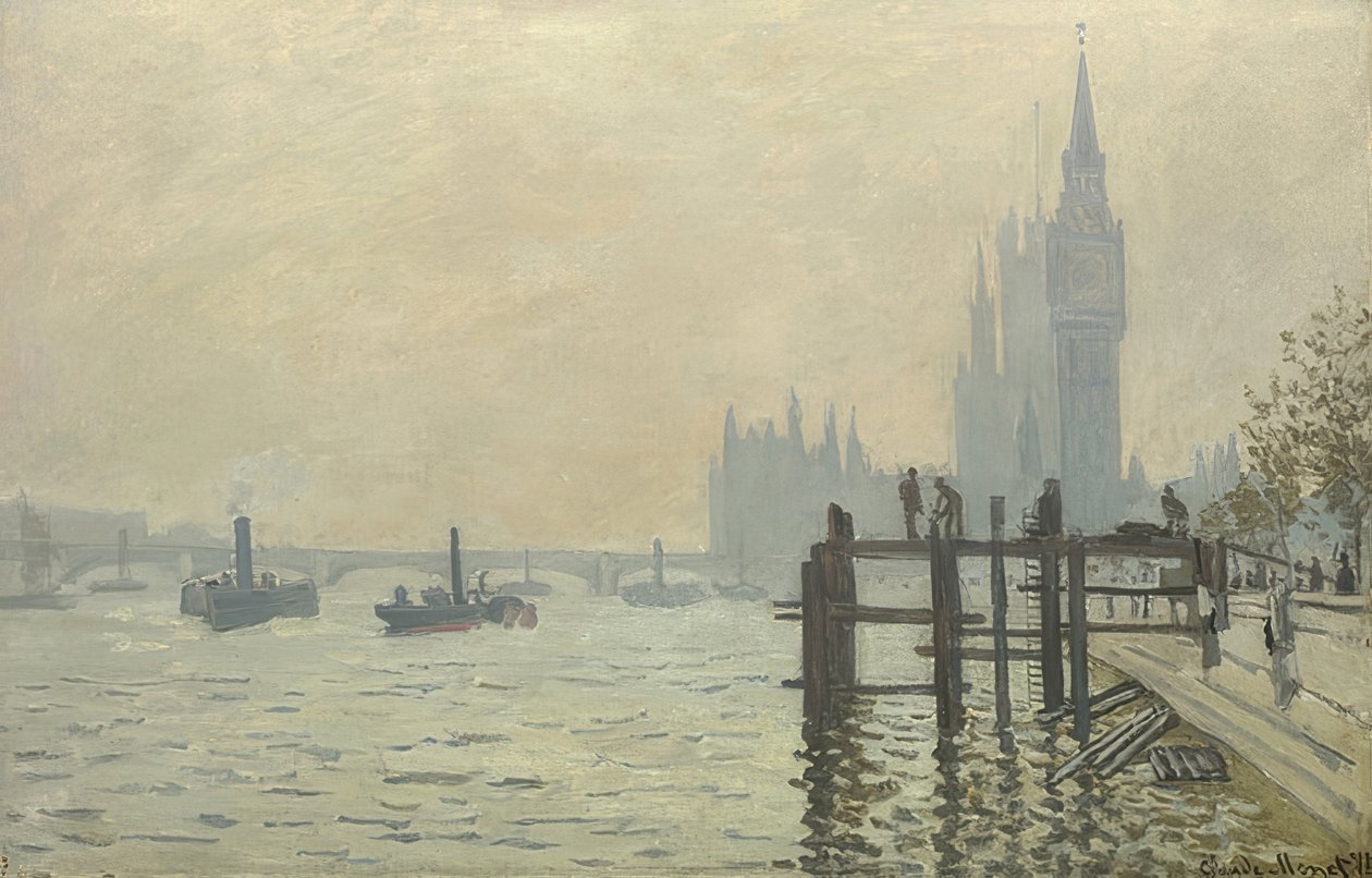 Themsen ved Westminster. Rundt 1871 av Claude Monet