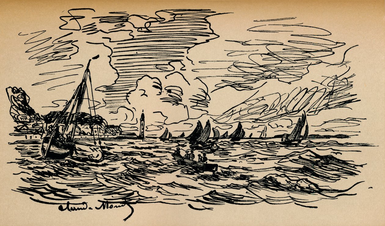 Munnen til Seinen ved Honfleur, c1865 av Claude Monet