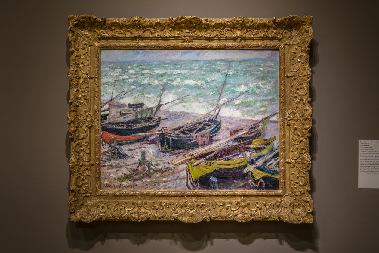 Fiskebåter ved Étretat av Claude Monet