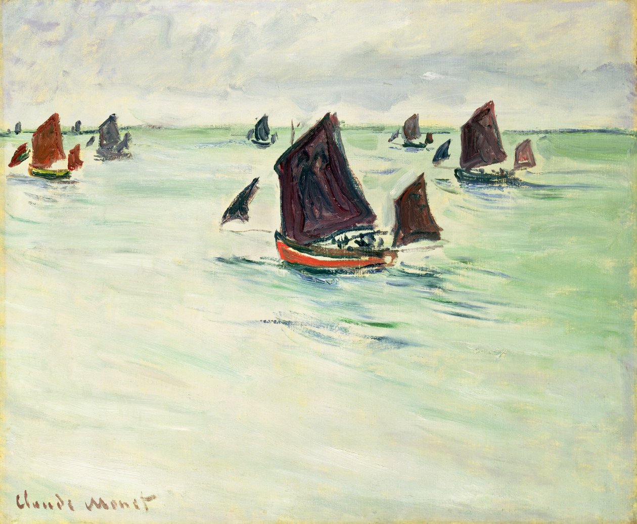 Fiskebåter ved den store Pourville, 1882 av Claude Monet
