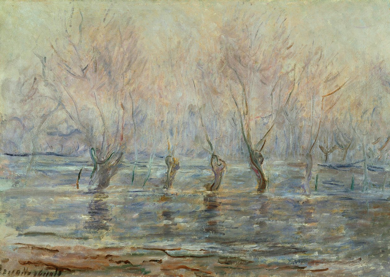 Flom i Giverny; L"Inondation a Giverny, ca. 1896 av Claude Monet