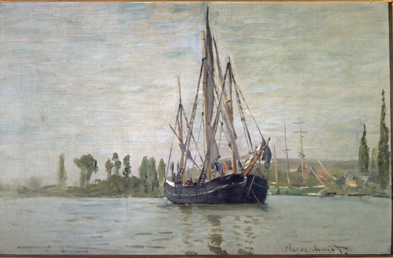 Fransk chase-maree for anker (nær Rouen) - olje på lerret av Claude Monet