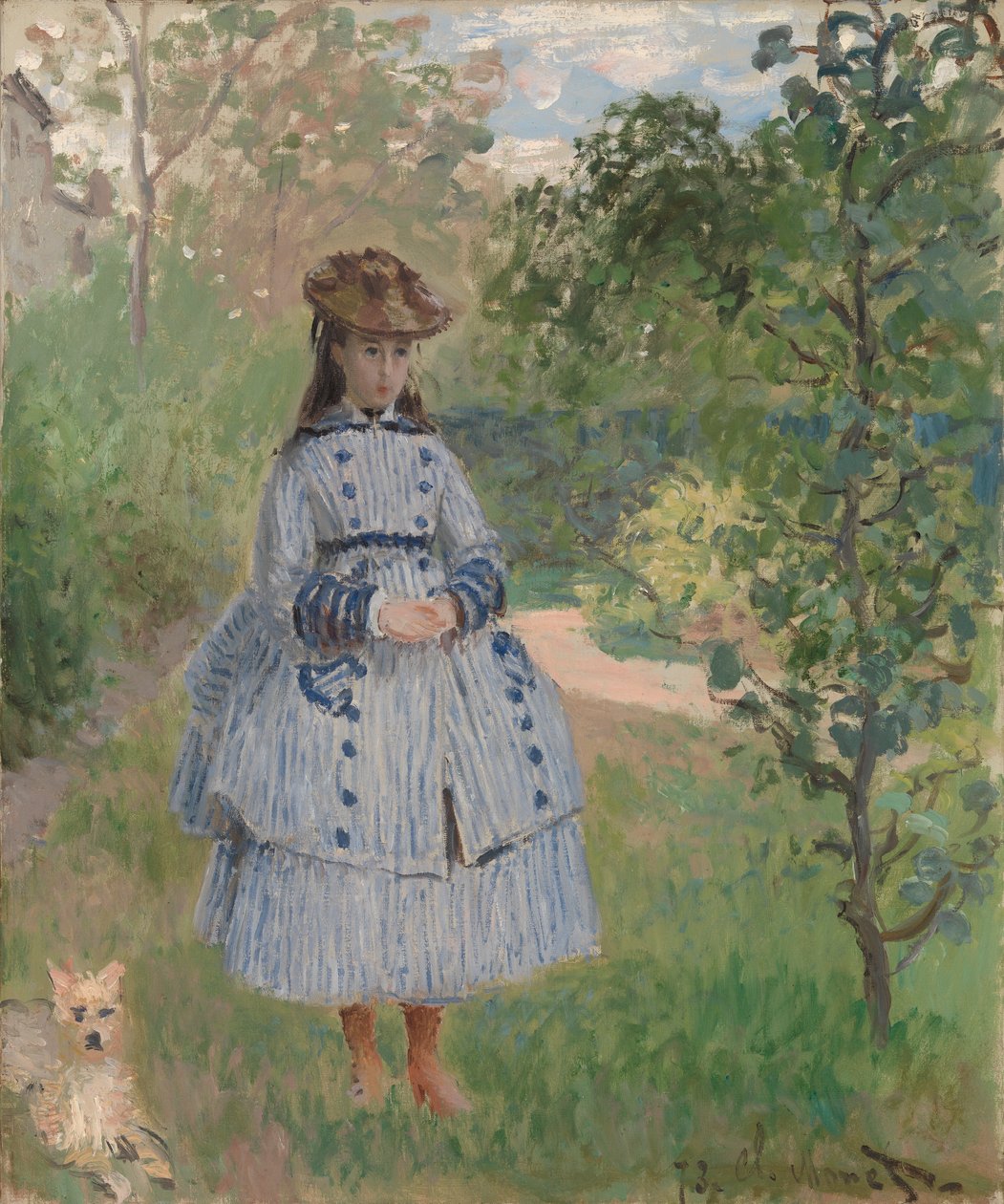 Jente med hund av Claude Monet