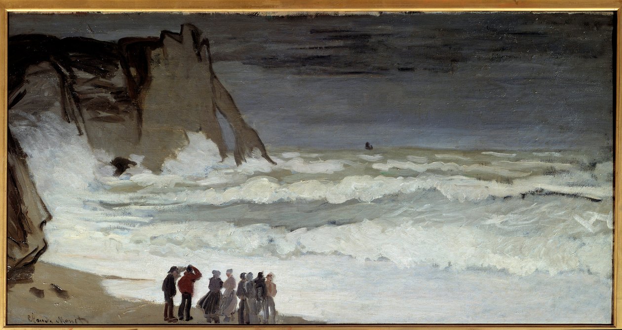Grosse mer a Etretat-maleri av Claude Monet (1840-1926) 1868 Søn. 0,66x1,31 m Paris, musee d