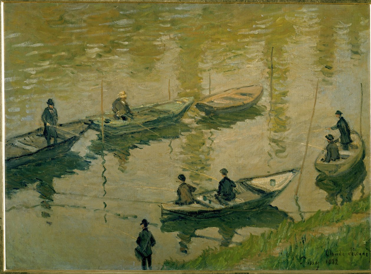 Gruppe fiskere på Seinen nær Poissy av Claude Monet