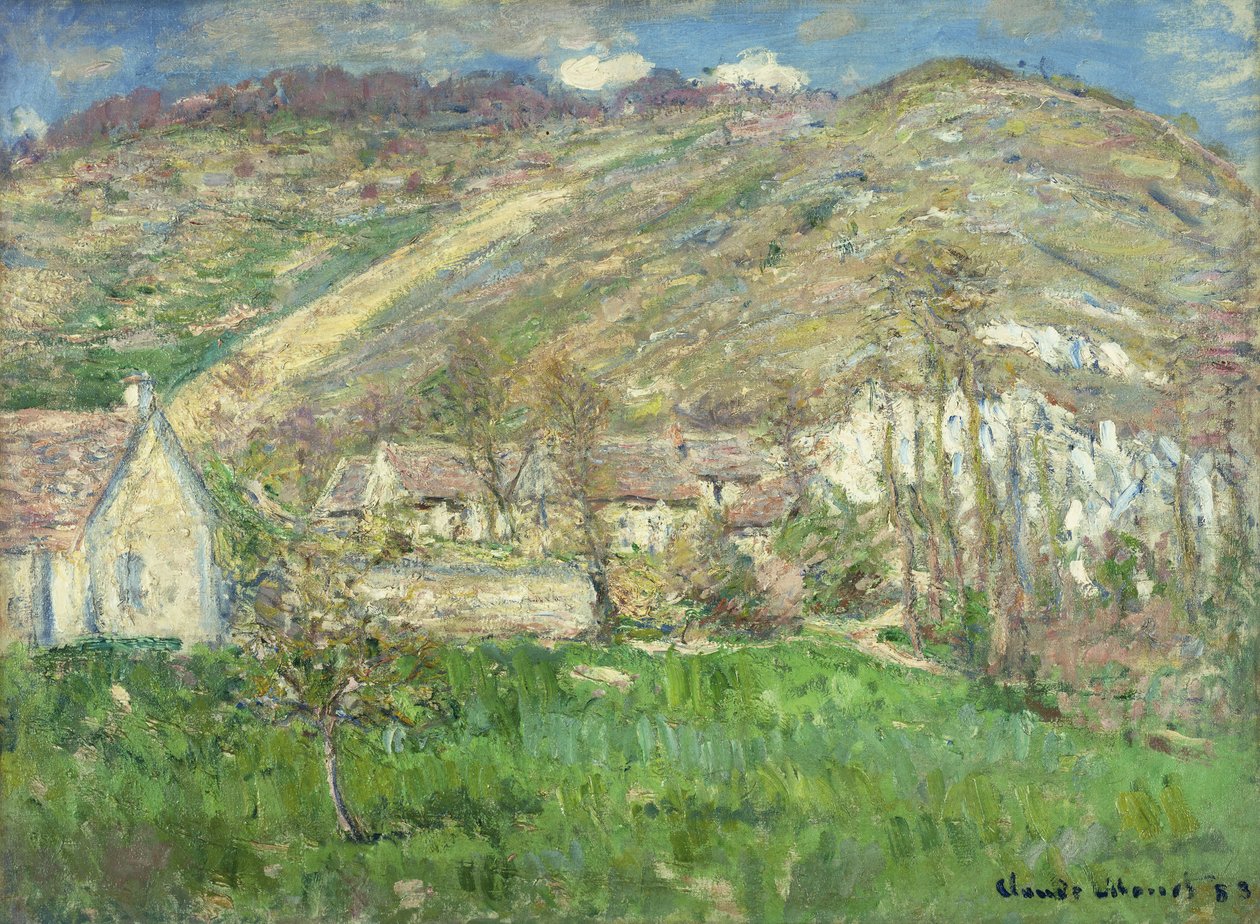 Hamlet i klippene nær Giverny; Hameau de Falaises pres Giverny, 1885 av Claude Monet