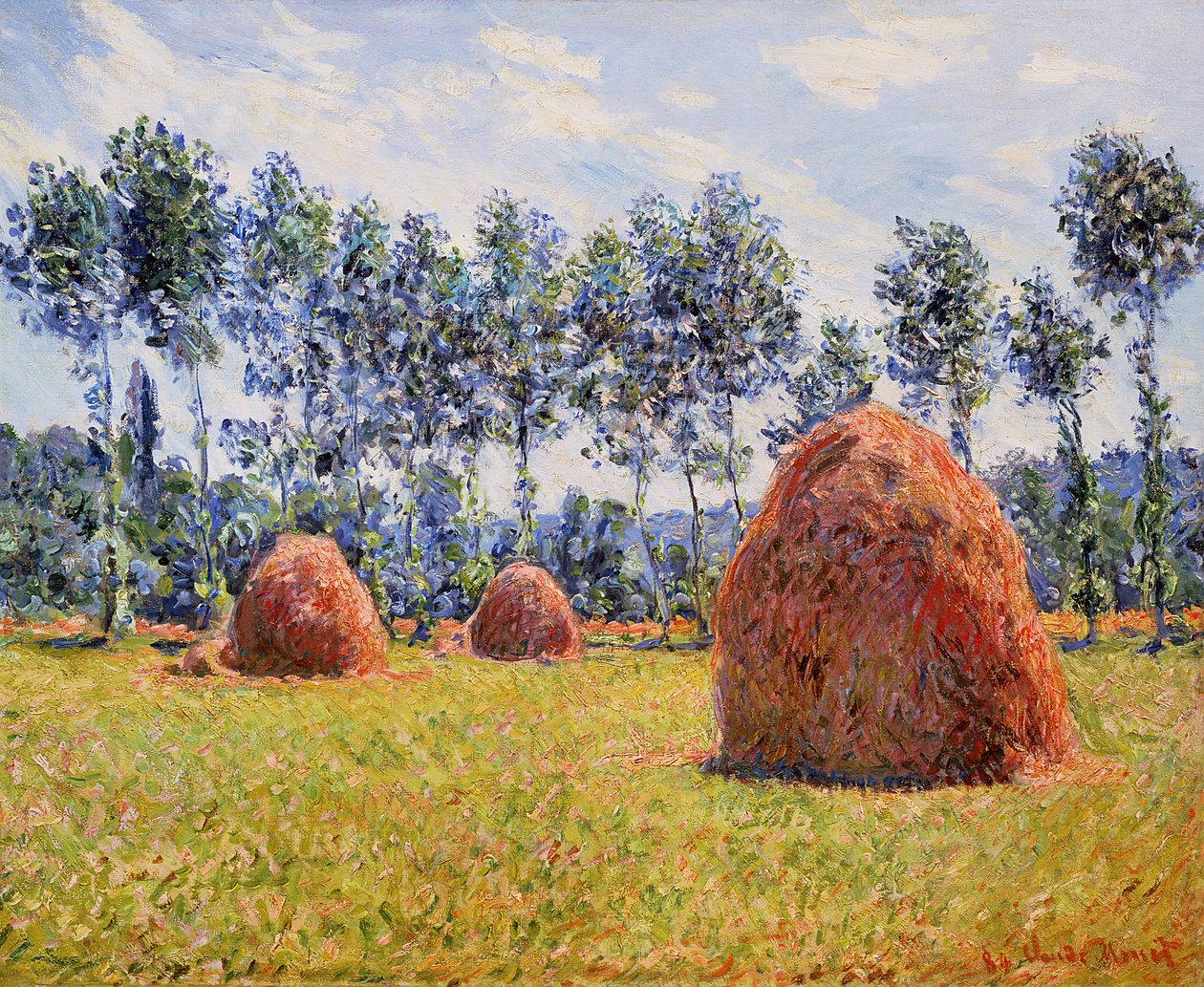 Høystakker ved Giverny, 1884 av Claude Monet