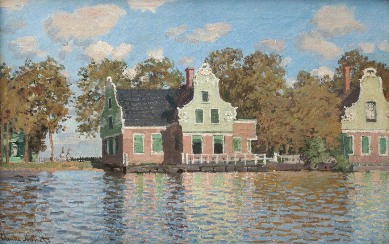 Hus ved bredden av elven Zaan, 1871-1872 av Claude Monet