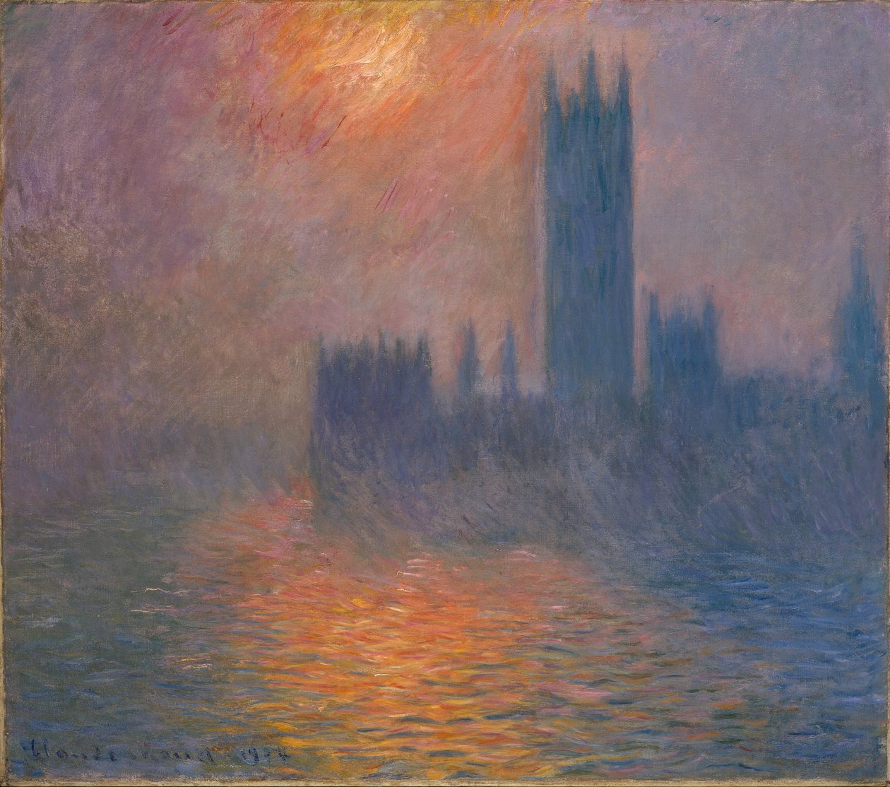Houses of Parliament, solnedgang av Claude Monet