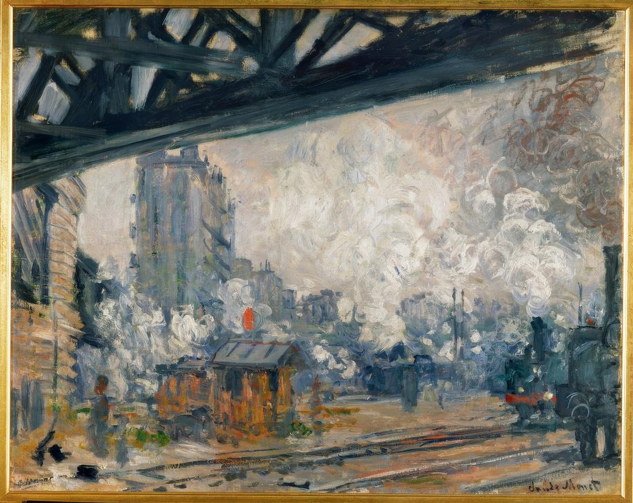 Gare Saint-Lazare, utvendig utsikt av Claude Monet