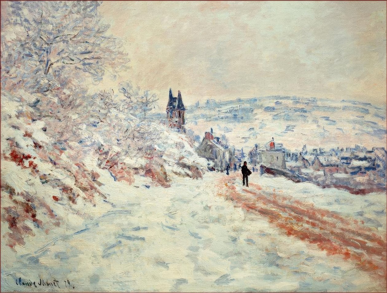 La Route de Vetheuil, Effet de Neige (Die Straße nach Vethe av Claude Monet
