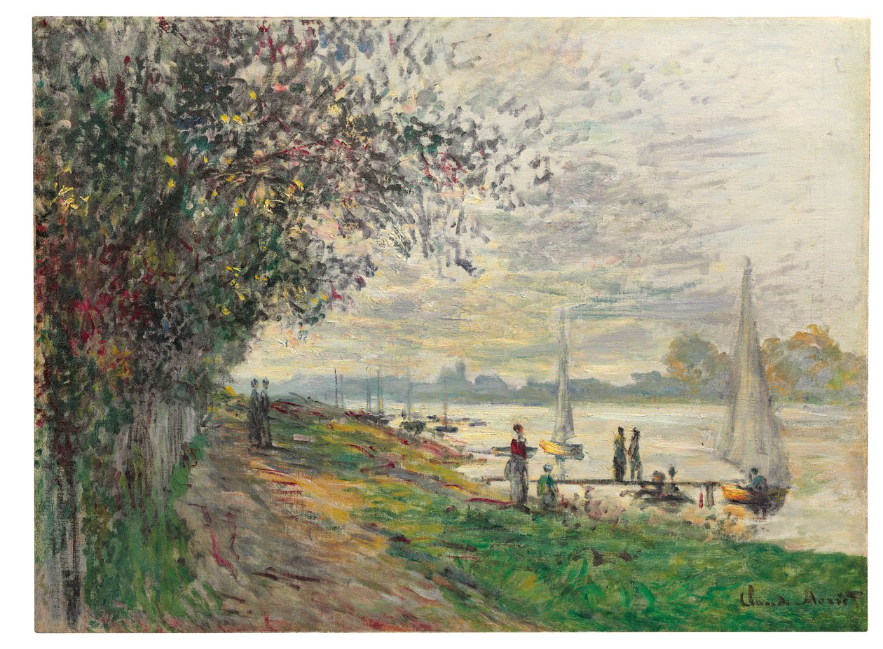 Banken til Petit-Gennevilliers, solnedgang, 1875 av Claude Monet