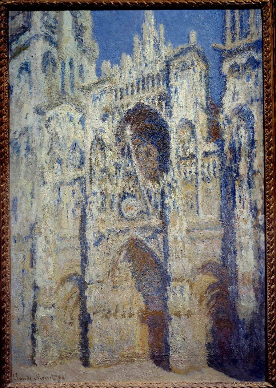 La cathedrale de Rouen, le portal et la tower Saint Romain, plein soleil harmony bleu et gull Maleri av Claude Monet (1840-1926) 1893 Søn. 1,07 x 0,73 m Paris, musee d