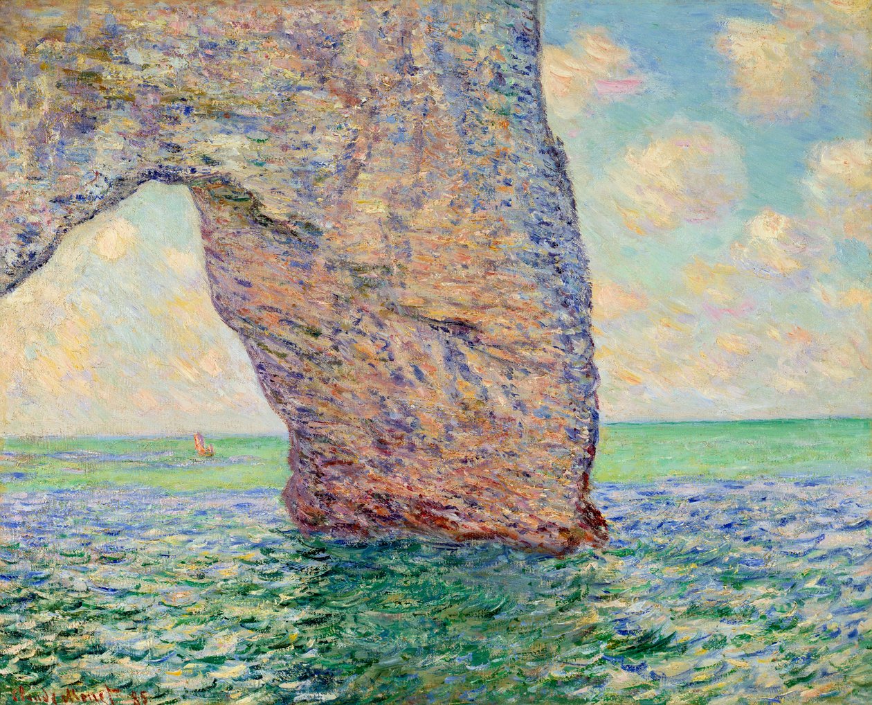 La manneporte à Etretat Maleri av Claude Monet (1840-1926) 1885 Dim. 0,65x0,81 m Privat samling - Klippen ved Etretat (La Manneporte) - Maleri av Claude Monet (1840-1926), olje på lerret (65 x 81 cm) av Claude Monet