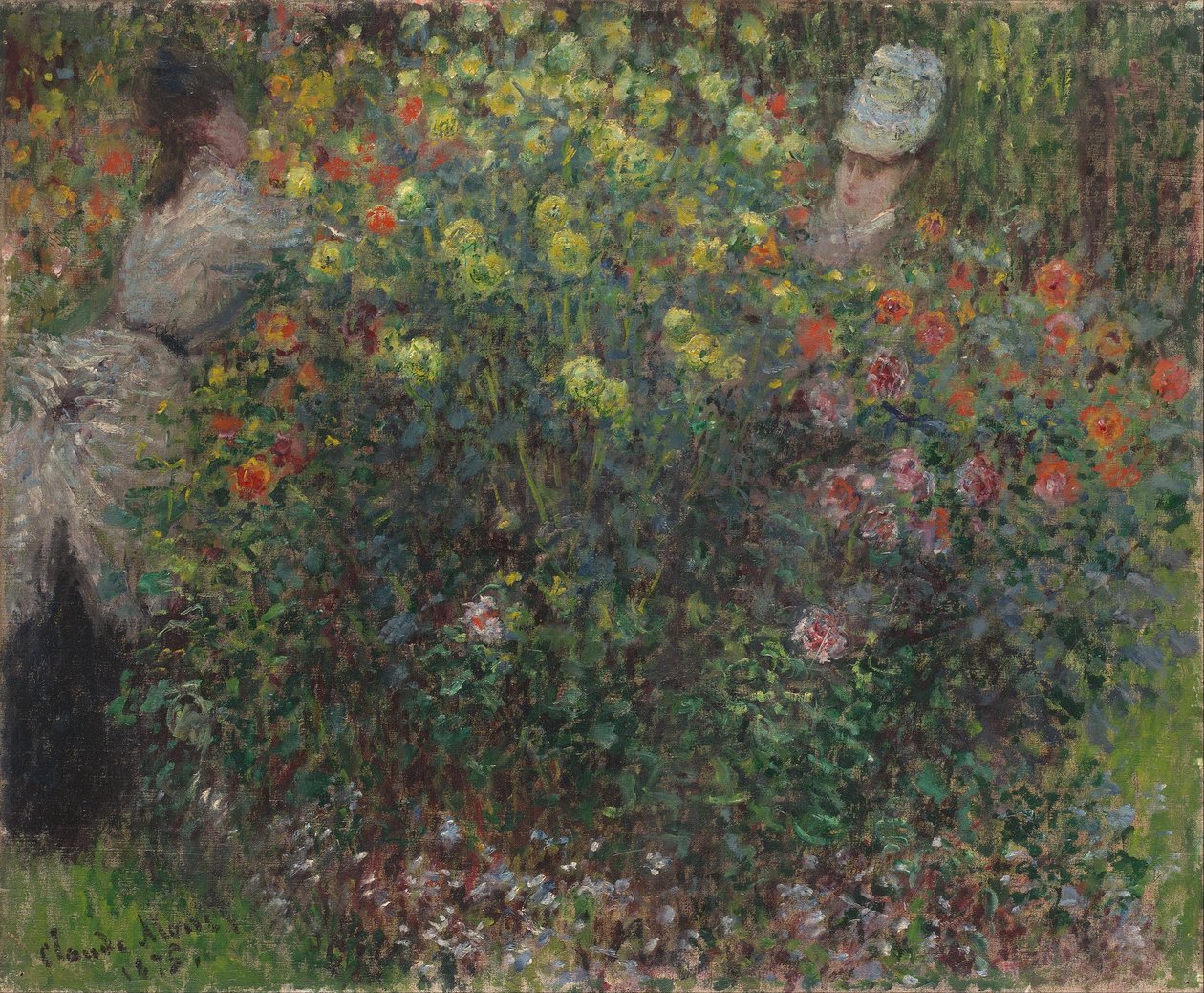 Damer i blomster av Claude Monet