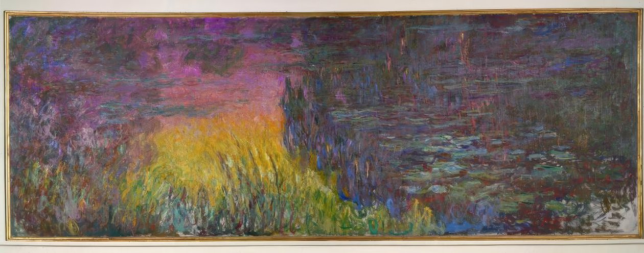 Vannliljedammen uten vier, solnedgang av Claude Monet