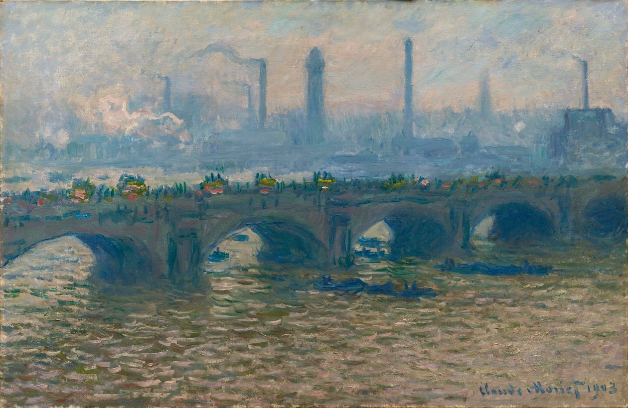 Le Pont de Waterloo, temps gris Waterloo Bridge, Grey Weather, 1903. av Claude Monet