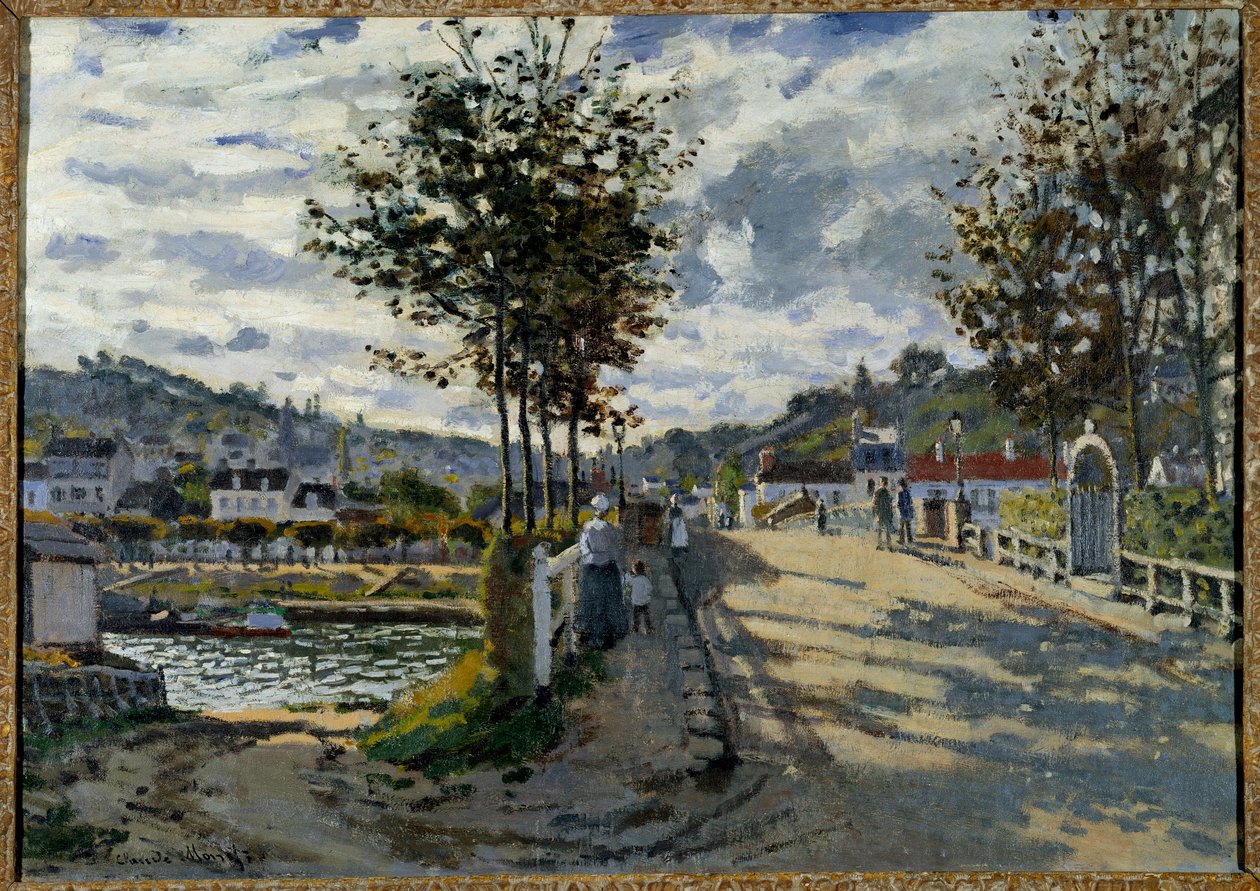 Le pont de Bougival-maleri av Claude Monet (1840-1926) 1869 Søn. 0,63x0,91 m Manchester. Currier Gallery Of Art av Claude Monet