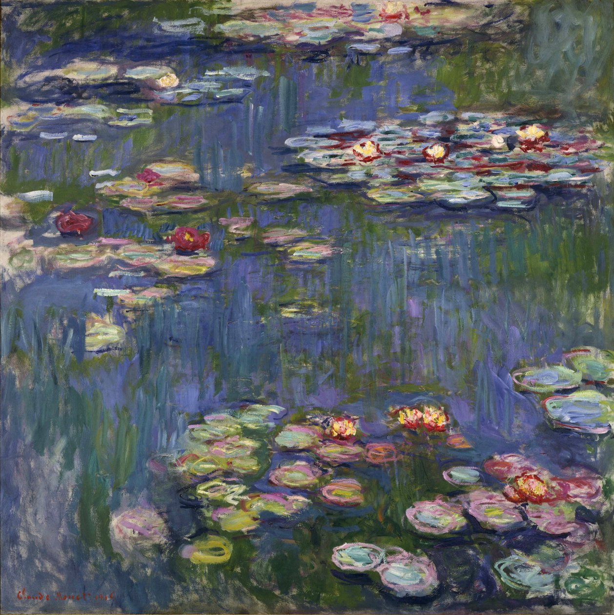 Vannliljer ved Giverny - Maleri av Claude Monet (1840-1926), olje på lerret av Claude Monet