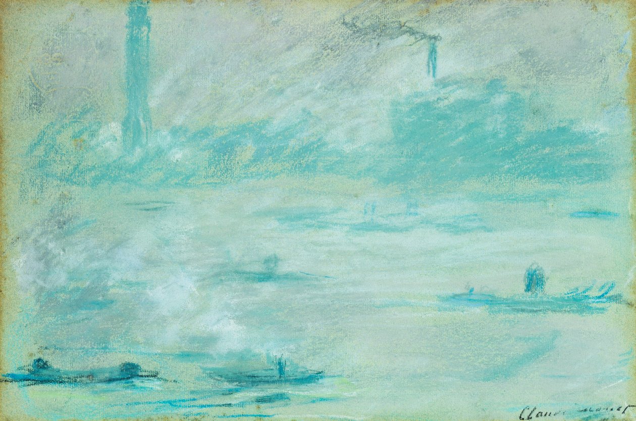 London, båter på Themsen; London, Boats on Themsen, 1901 av Claude Monet