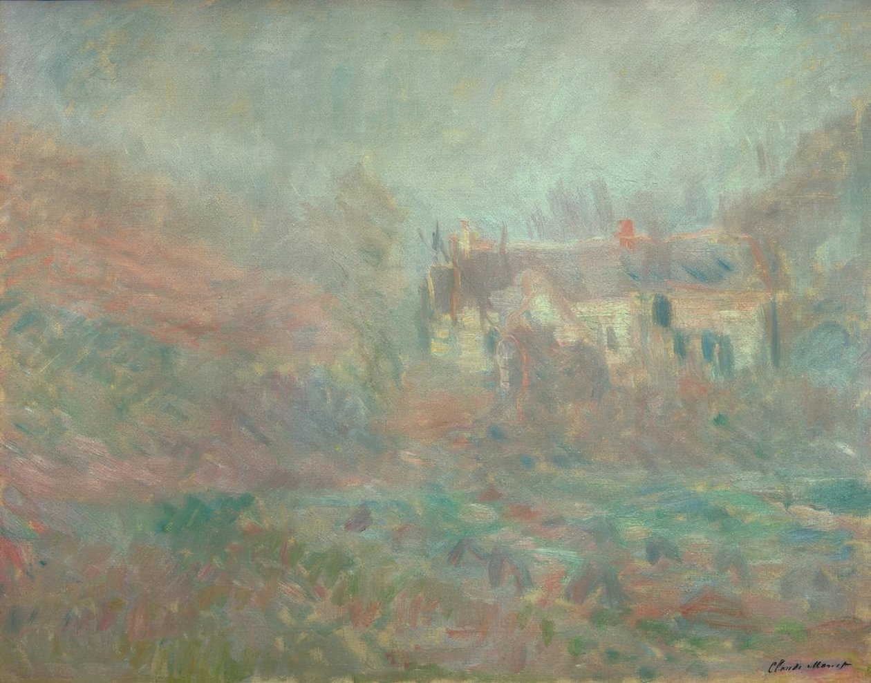 Hus ved Falaise, tåke av Claude Monet