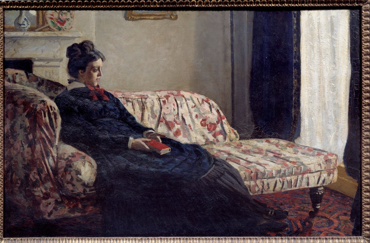Meditasjon eller Madame Monet ved kanapeen Maleri av Claude Monet (1840-1926) 1871 Søn. 0,48x0,75 m Paris, musee d'Orsay av Claude Monet